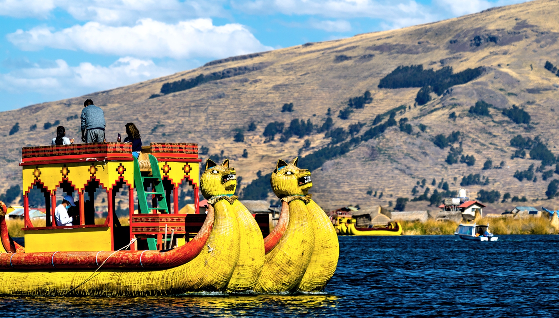Marvel at the floating reed boats on Lake Titicaca