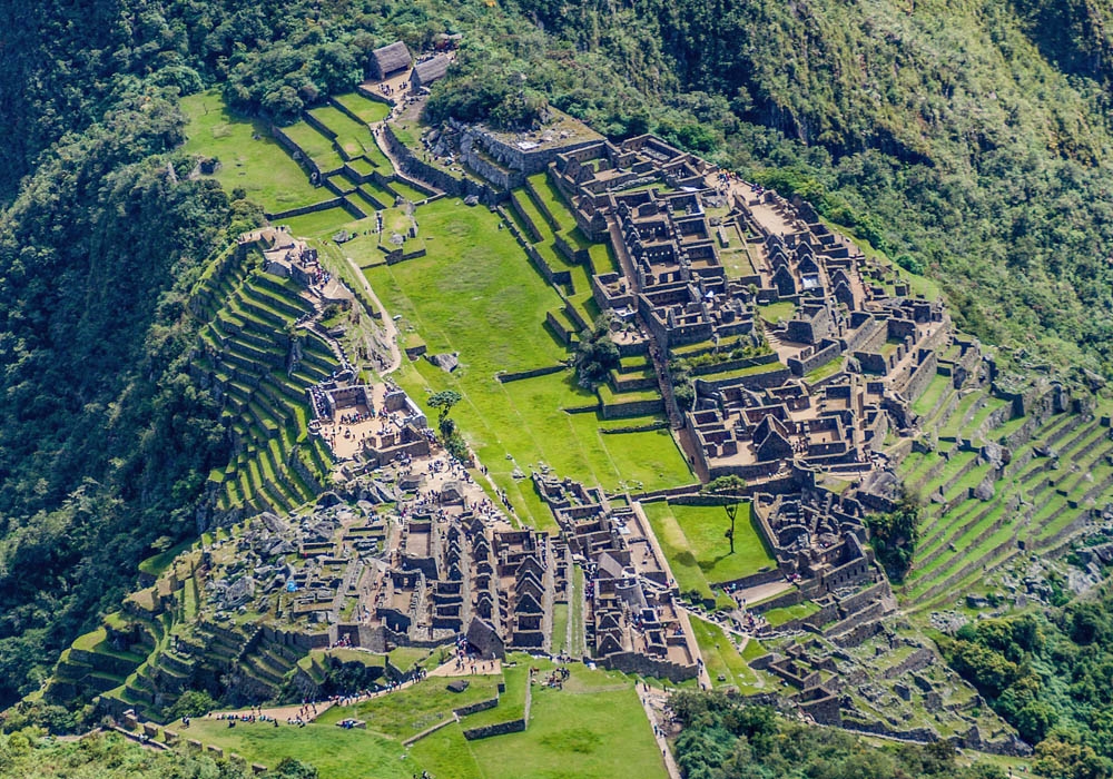 A top shot of the majestic citadel of Machu Picchu